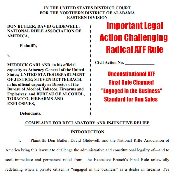 NRA Challenges ATF Final Rule on Private Gun Sales